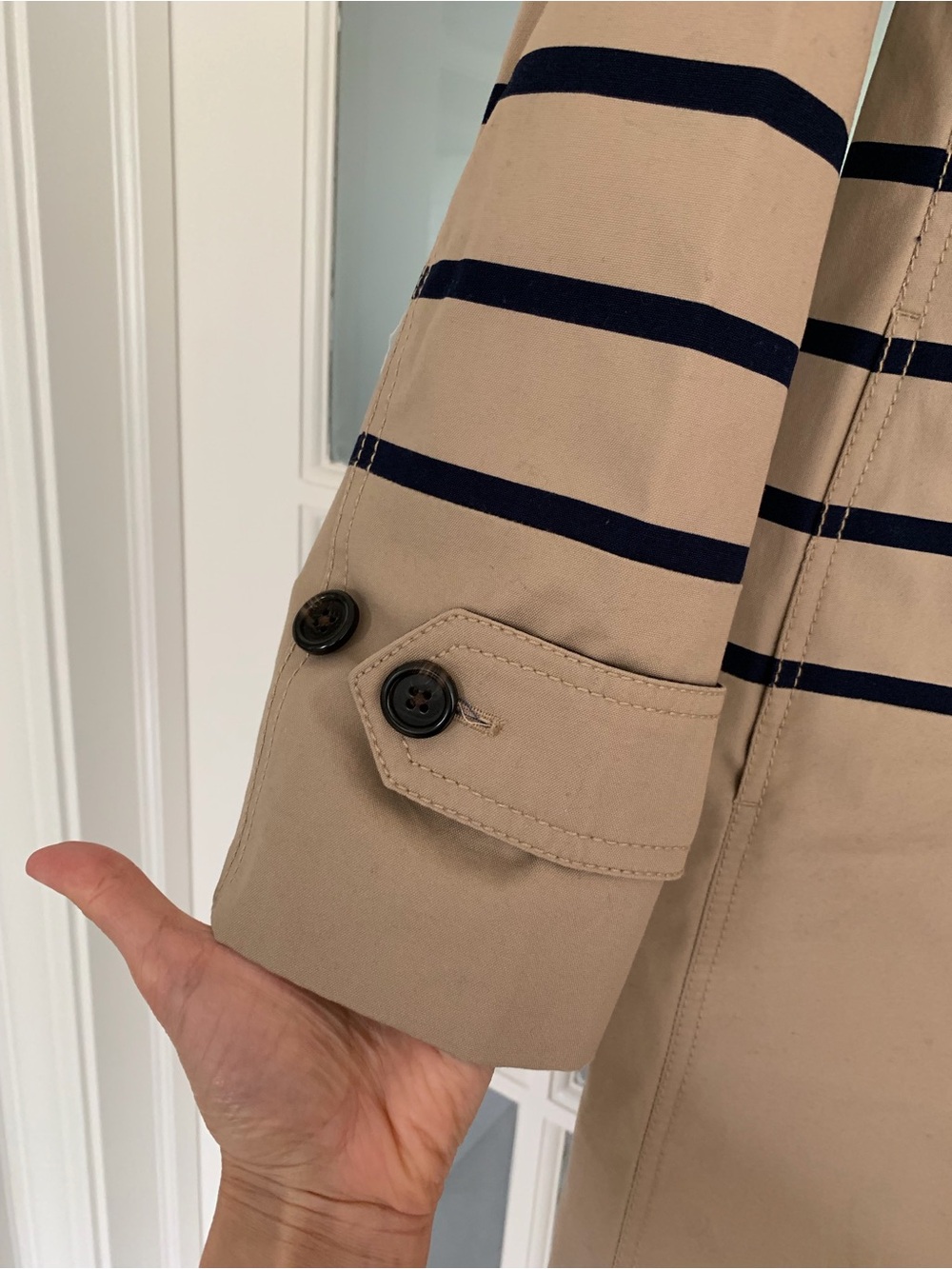 JCrew Striped Cotton Trench, 0, Tan - Picture 10 of 16